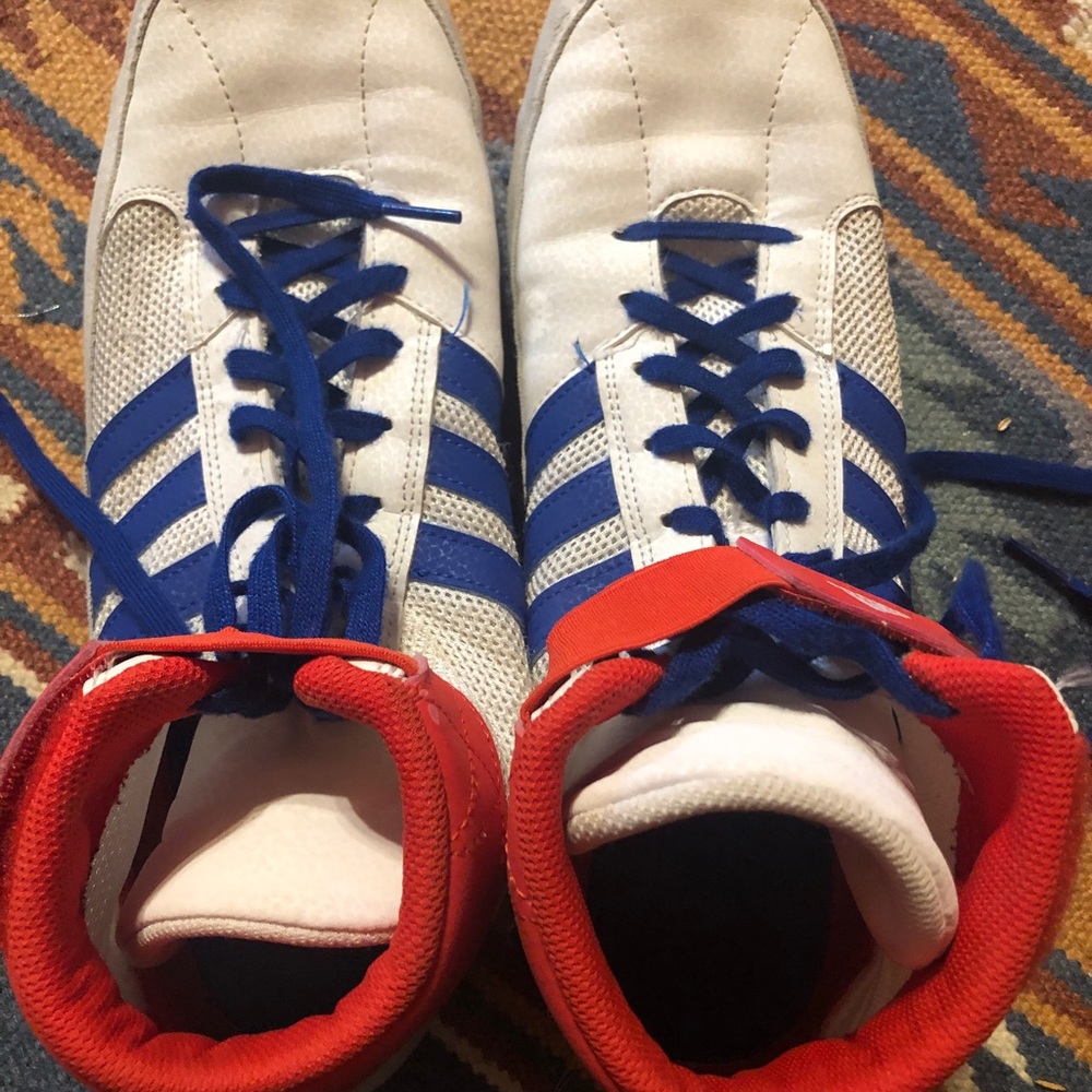 adidas Men's HVC Wrestling Shoe, White/Royal/Red